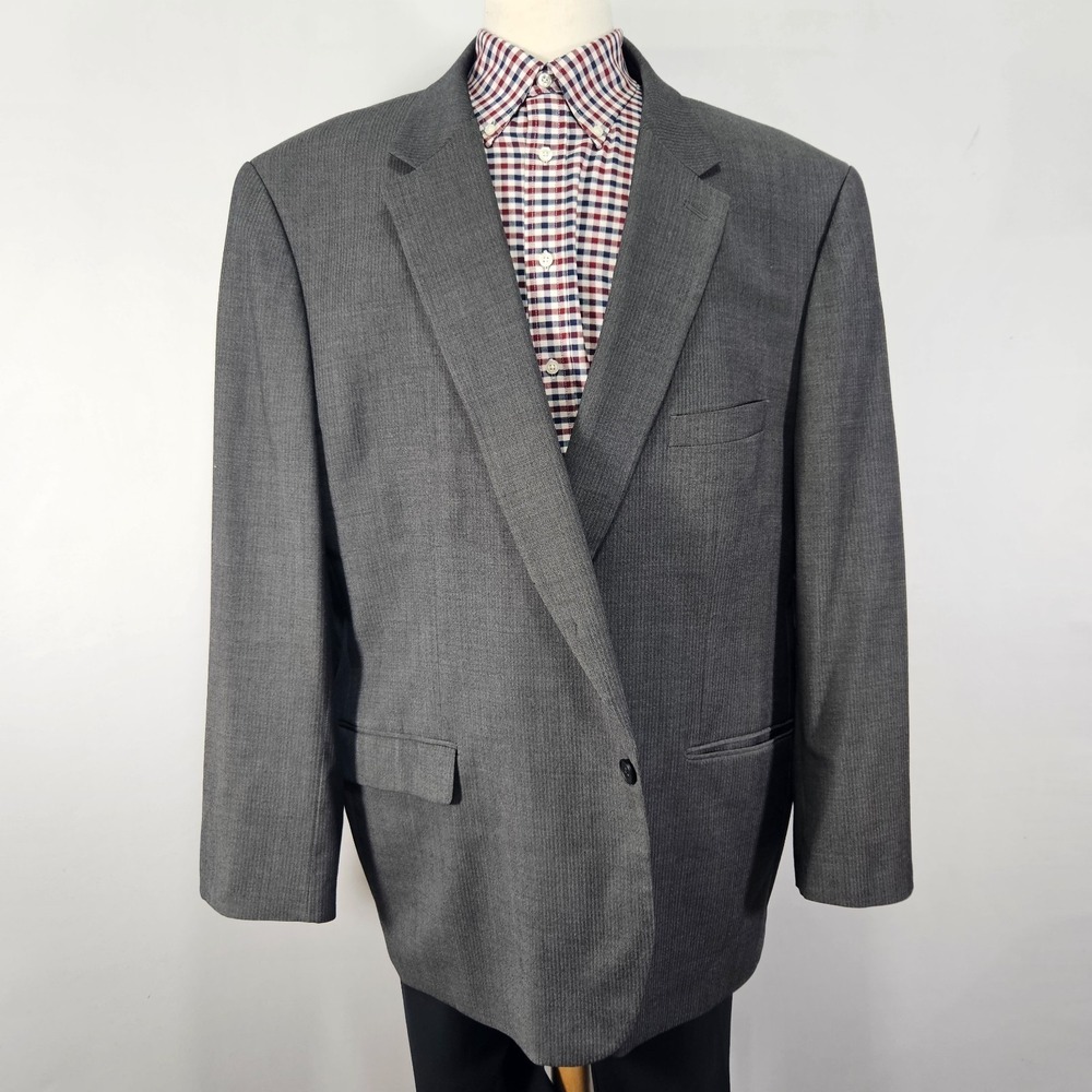 Kenneth Cole Awearness Men's Sport‎ Coat Blazer Two Button Gray Herringbone 56L